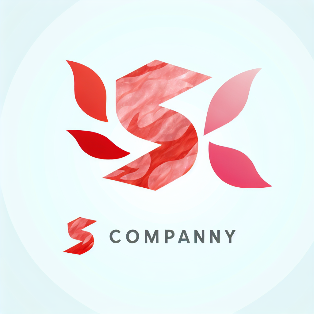 Company logo in red, pink and white colors