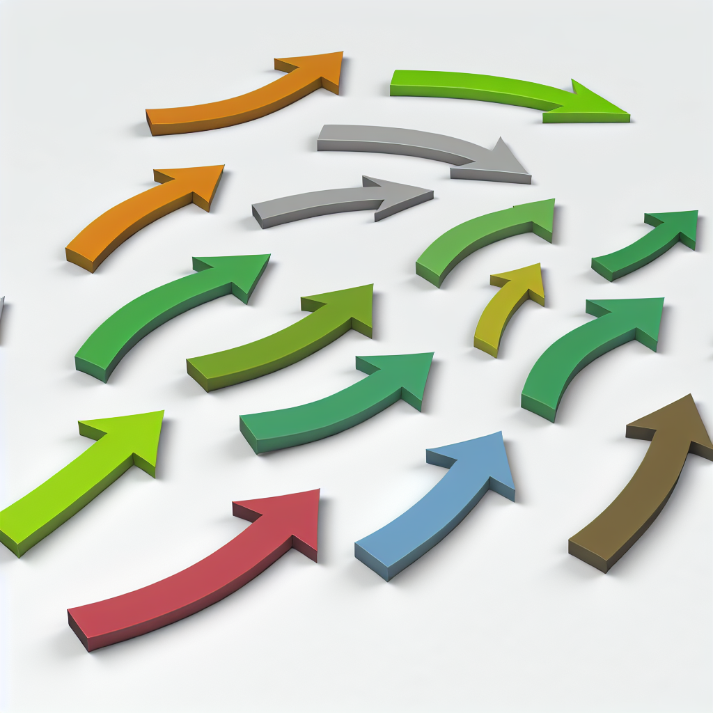 Conceptual image depicting organizational change with arrows shifting direction